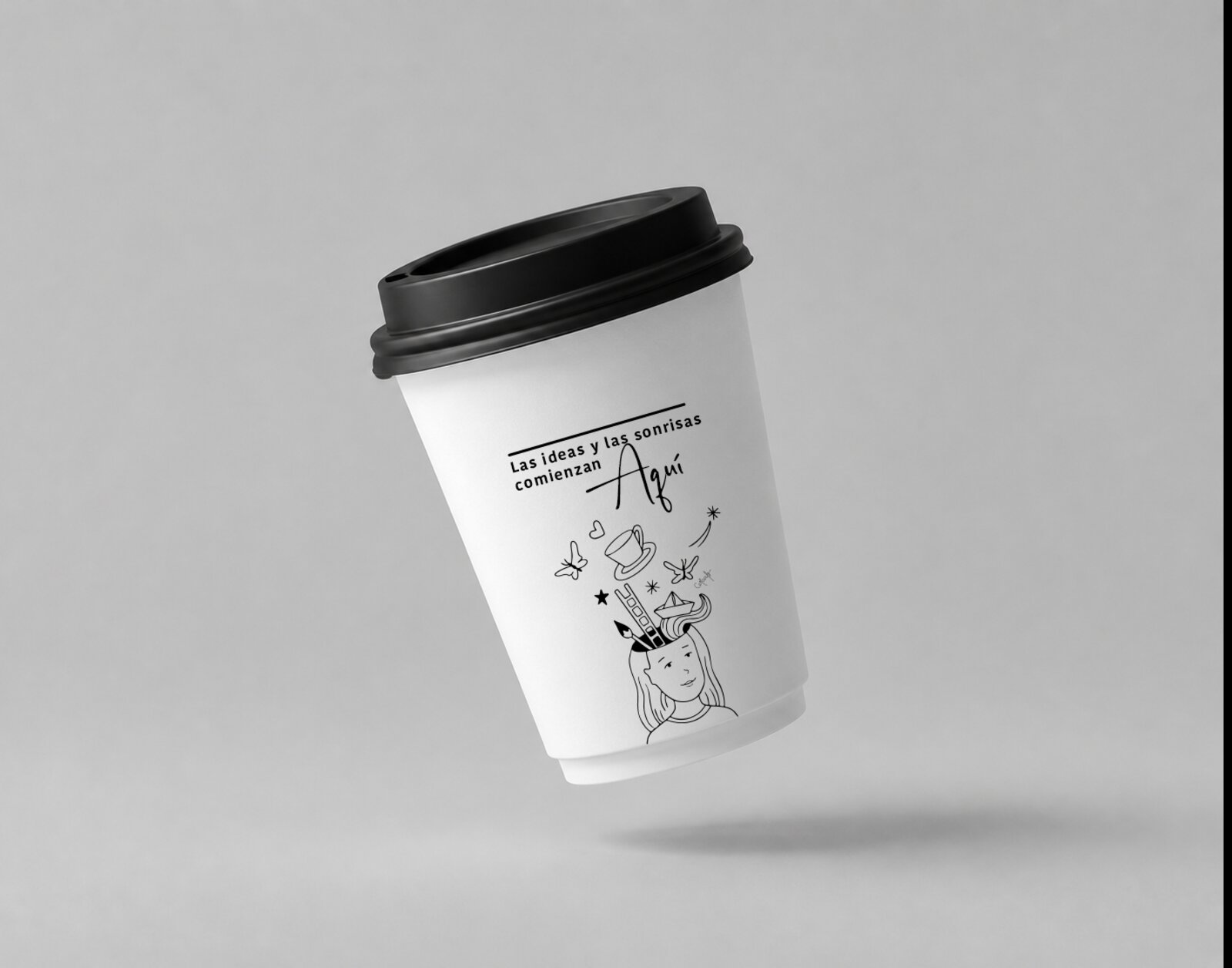 Vaso de Giornale con la ilustración «Las ideas y las sonrisas comienzan aquí»