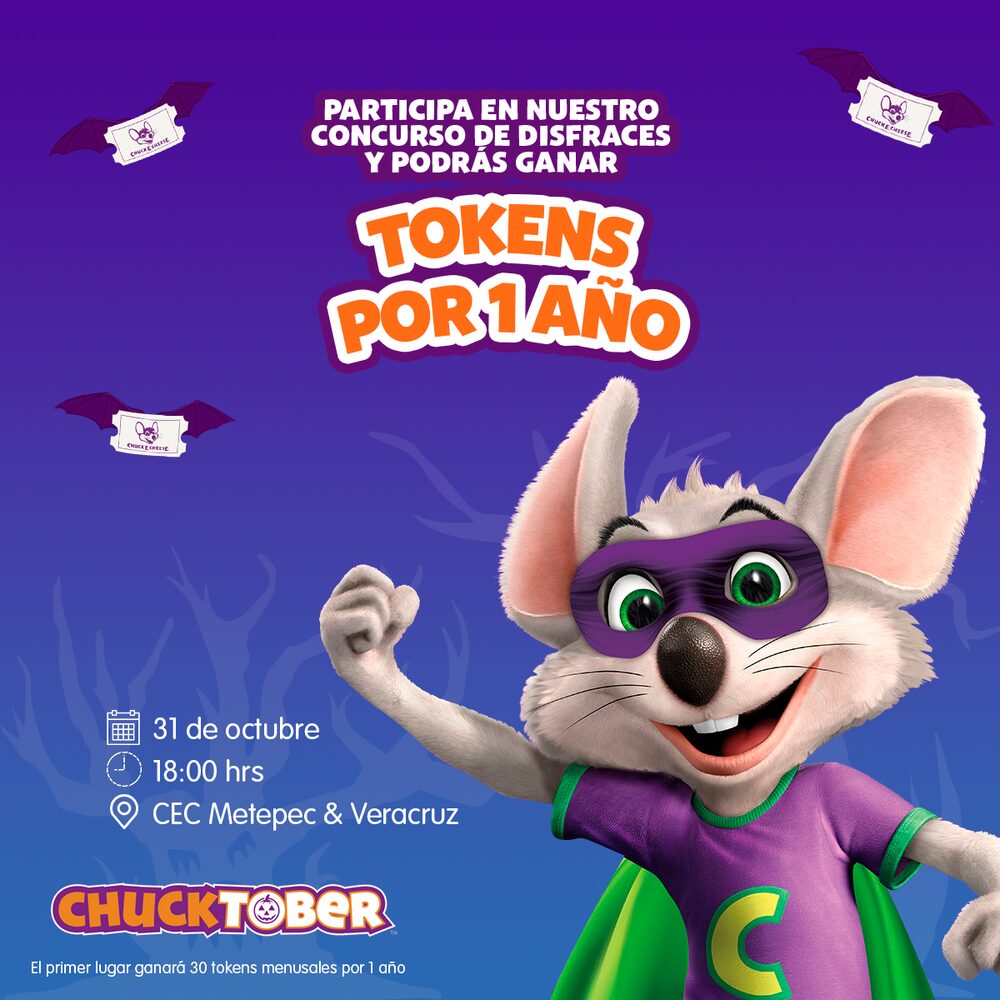Post de Chucktober: concurso de disfraces con tokens por un año, 31 de octubre en CEC Metepec y Veracruz