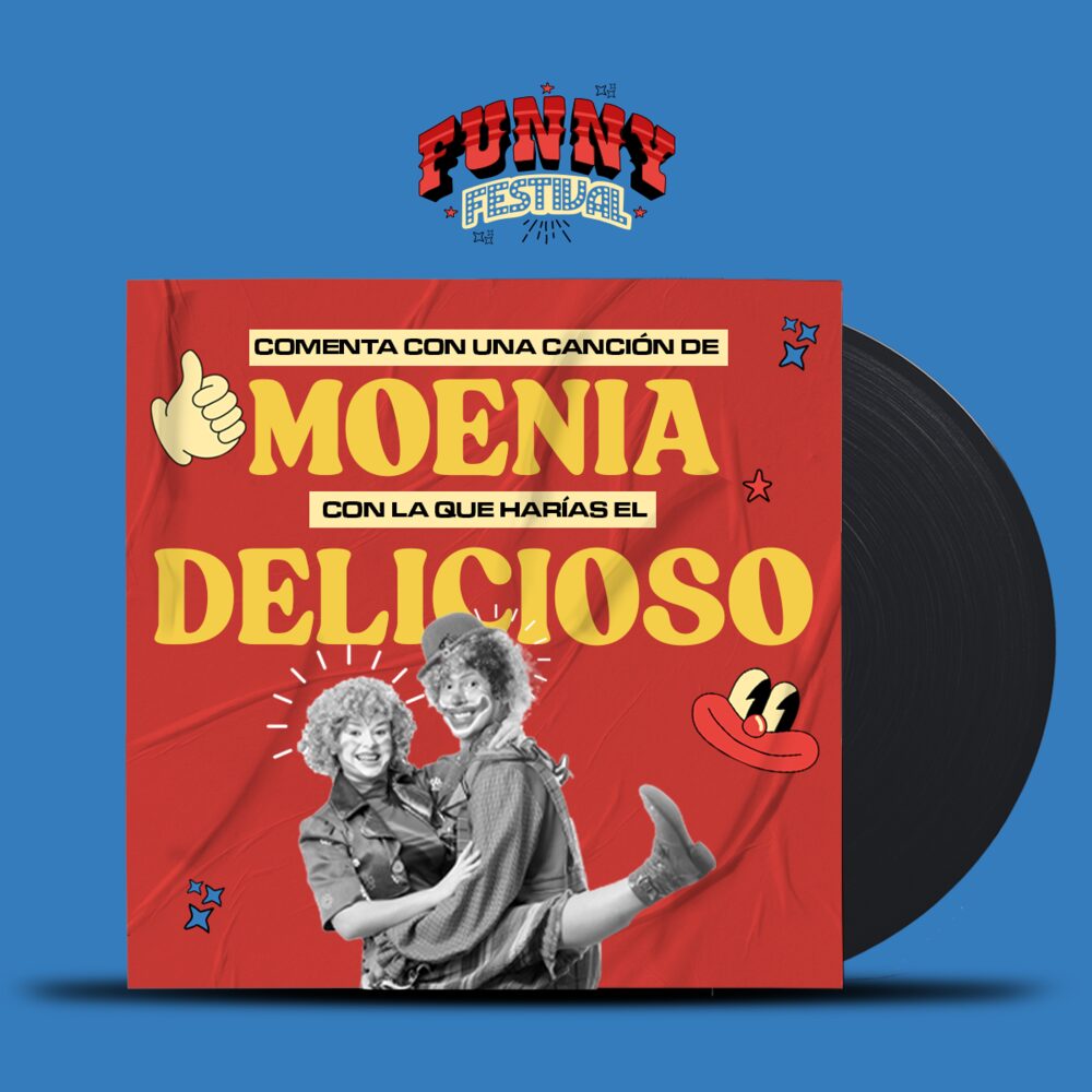 Dinámica con Moenia: portada de vinilo con «Comenta con una canción de Moenia con la que harías el delicioso»