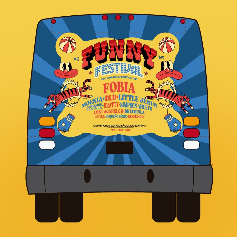 Rotulación trasera del camión del festival con el cartel completo