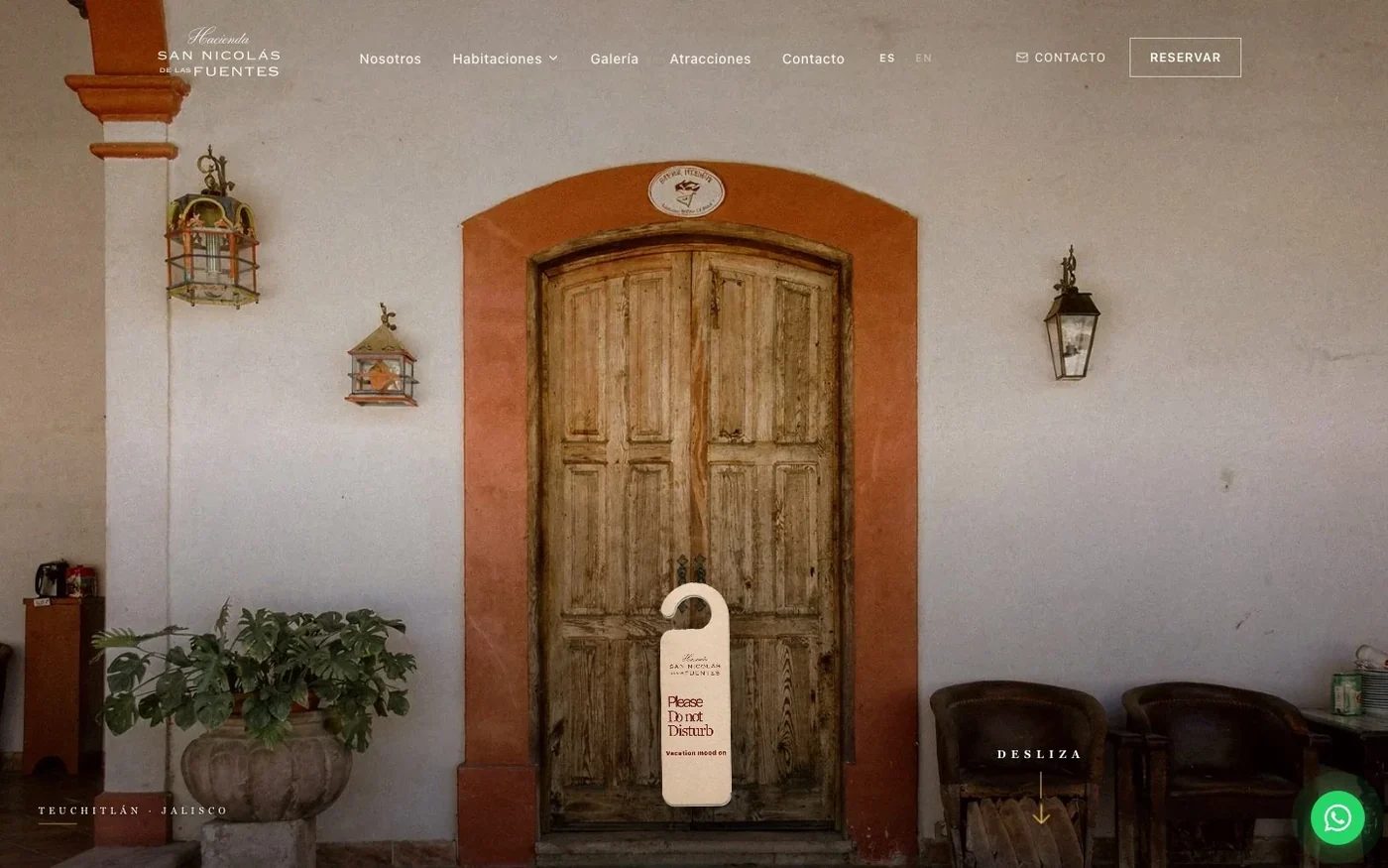 Portada del sitio de Hacienda San Nicolás en escritorio