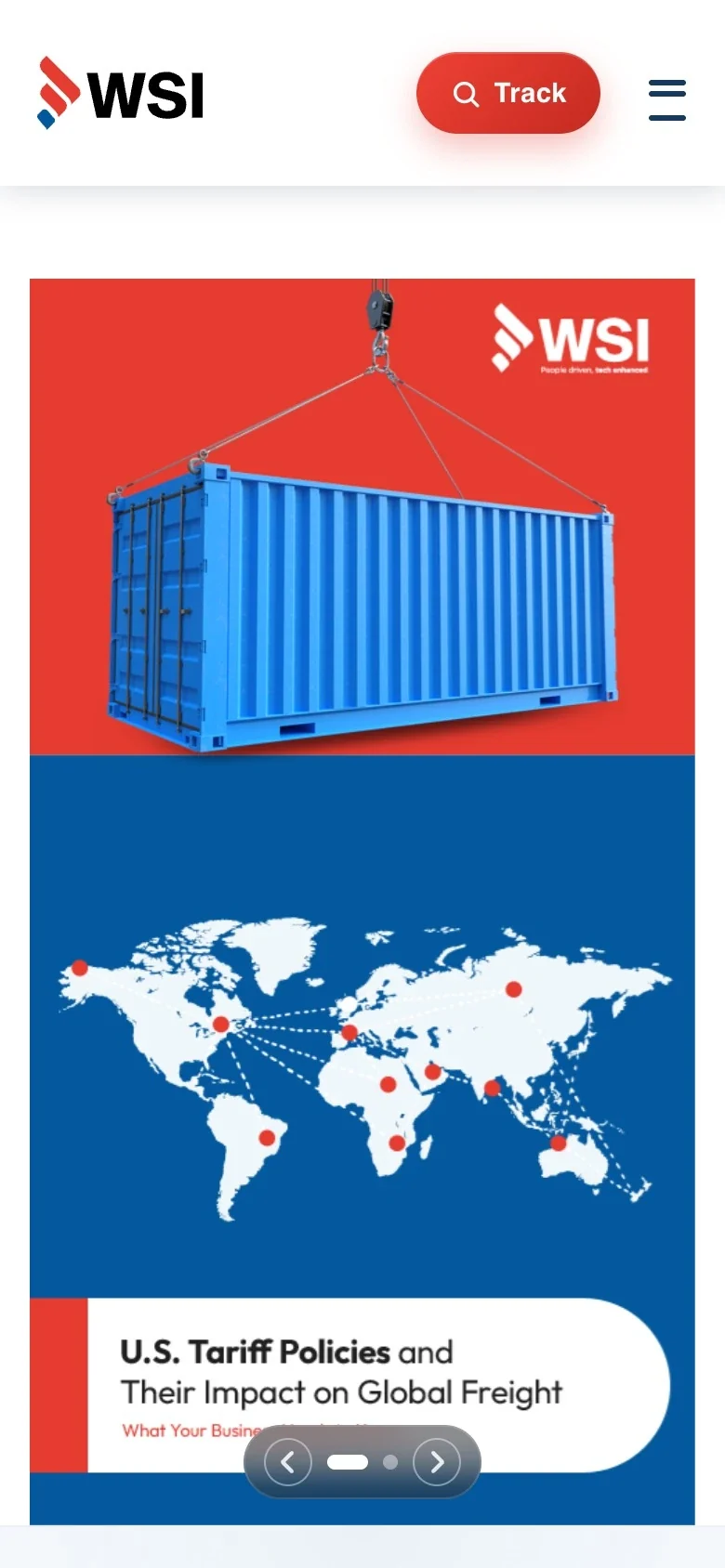 El sitio de WSI Logistics en teléfono