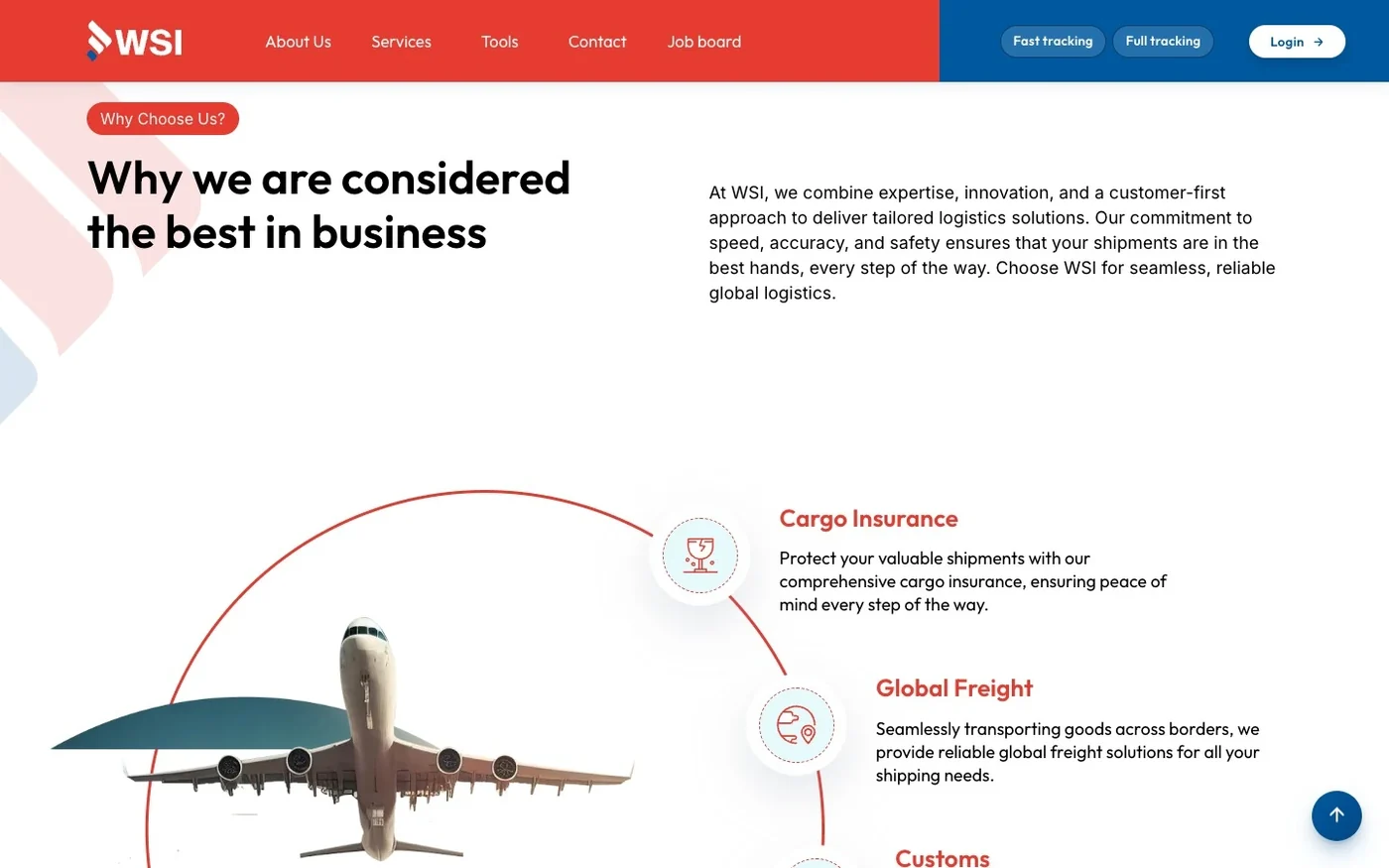 Una sección interior del sitio de WSI Logistics